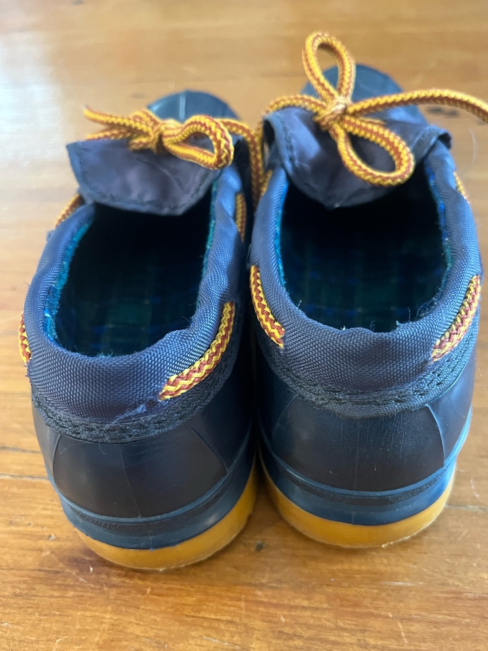 Vintage Kamik Made in Canada Rubber and Nylon Flannel-Lined Navy Blue Duck Shoes - Picture 3 of 10